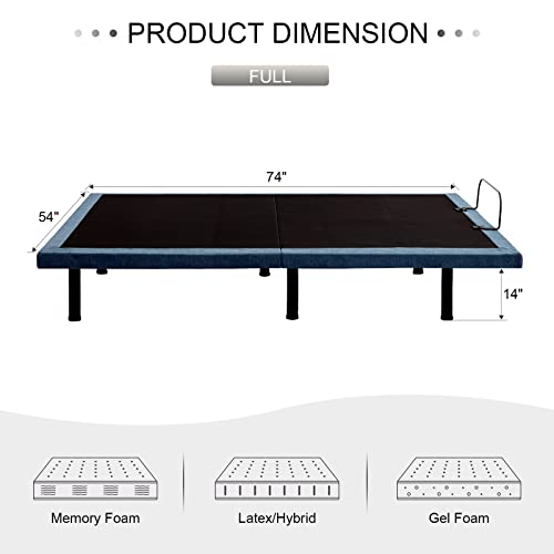 Maxspeed Adjustable Bed Frame Full,9 Functional Modes,Wireless Remote, Ergonomic Head & Foot Incline,High Weight Capacity,Zero-Gravity Lounge Bed,Quiet Motor,Usb,Under-Bed Light,Easy Assembly #TOP1