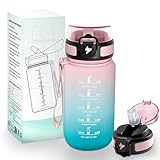 HoneyHolly Botella Agua 500 ml, Reutilizable, Cantimplora Niños con Pajita, Prueba de Fugas, Botella de Agua Colegio, Libre de BPA, Cantimplora para Niños, Deporte, Running, Gimnasio, Bicicleta