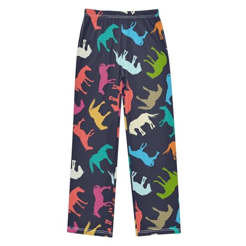 ZZXXB Colorful Horse Boys Long Pants Soft Trousers Elastic Waist Kids Lounge Bottoms with Pockets S-XL