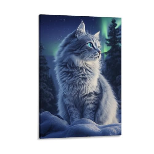 Toile chat des forêts norvégiennes pour salon moderne 40x60cm