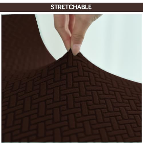 Image of HOKIPO Premium Jacquard Fully Covered Cover for Swivel Dining Chair with Arms, Pack of 2, Brown (AR-5356-BR*2)