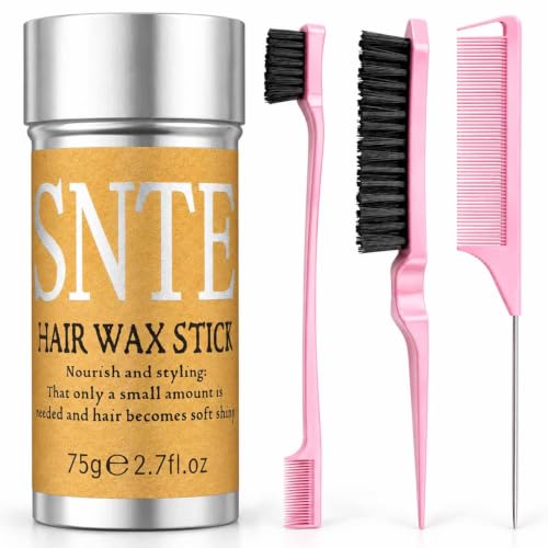 Hair Wax Stick &amp; Slick Back Hair Brush – Frizz Control for Women &amp; Kids, Non-Greasy &amp; No Residue – Smooths Flyaways, Creates Sleek Ponytails &amp; Buns – Styling Accessories &amp; Teen Girl Gifts Trendy Stuff