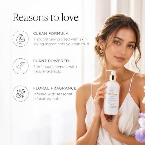 Image of Kimirica The Gulistan Moisturizing Hand and Body Lotion | 100% Vegan and Paraben Free with Goodness of Rose Water for men & women | Shea, White Tea and Ginkgo Biloba | 100% Vegan 300ml