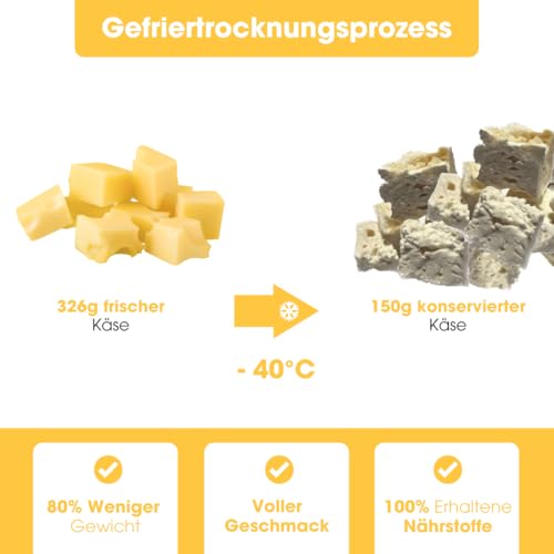 KAUDAS KäsePur Natursnack – 2 x 150g gefriergetrockneter Käse Leckerli Hund mit hohem Proteingehalt, 100% natürlicher Hundesnack aus 326g Rohgewicht – ohne Zucker, Getreide & Zusatzstoffe