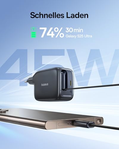 45W USB C Ladegerät, Baseus Enercore Charger mit USB C Kabel, iPhone iPad Ladegerät… – Ansicht 3