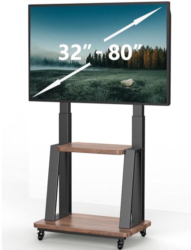 GLWIXY �e���r��L���X�^�[�t��32~80�C���`�Ή�,�Ǌ񂹃e���r�X�^���h�n�C�^�C�v���������\�ړ���VESA200x200-600x400mm �ω׏d50kg �I�t��,���j�^�[�X�^���h������ tv stand floor