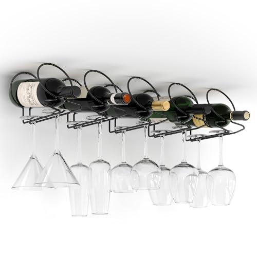 xympo Under Cabinet Wine Rack with Glass Hanger (Set of