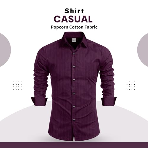 Image of Tailored Fit Men's Embossed Cotton Fabric with Long Sleeves Premium Casual Shirt for Men