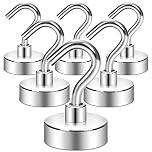 Neosmuk Magnetic Hooks, 15kg Extra Strong Magnet with Hook for Fridge,Heavy Duty Cruise Hook for Ceiling,Small Magnetic Holder for Van, Tool(White, Pack of 6)