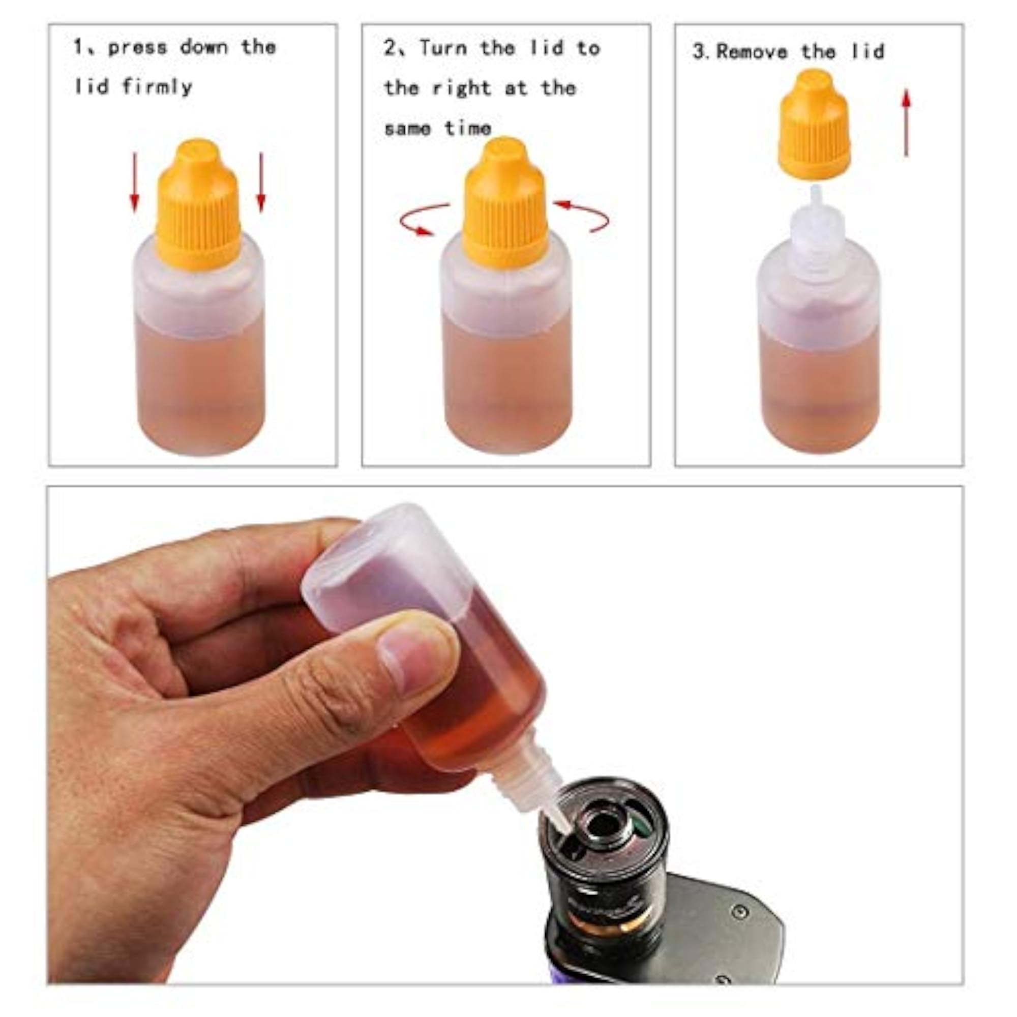 Pack of 12 Multi-Color 25ml Squeezable Liquid Bottles