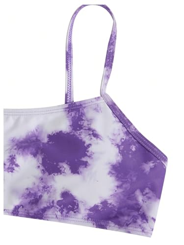 Image of Milumia Girl's 3 Piece Tie Dye Bikini Set Swimsuit with Drawstring Beach Skirt Swimwear