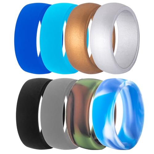 8 Pack-Personalized Religious Faith Christian Inspirational Jewelry Silicone Rubber Domed Comfort Fit Promise Engagement Rings Wedding Band,Size 5-142