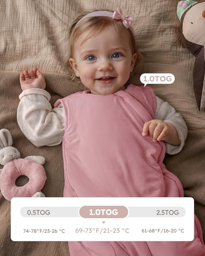 Image of Yoofoss Rayon Made from Bamboo Baby Sleep Sack 24-36 Months 1.0 Tog Baby Wearable Blanket, Super Soft Infant Toddler Sleeping Sack 2-Way Zipper