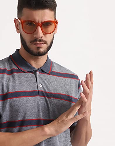 Image of INKKR Striped Men Polo Neck Half Sleeve T-Shirt