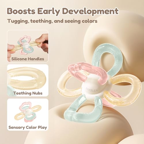 Image of Mini Teething Toys for Baby, Soft Silicone Teether Ball, Portable BPA Free