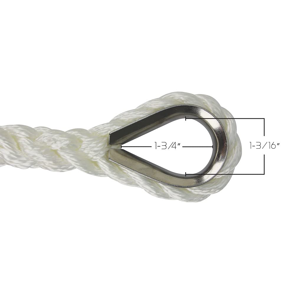 Extreme Max 3006.2063 Boattector 1/10,2 cm X 50 'Premium Creux Tresse polypropylène Ancre Ligne, Blanc