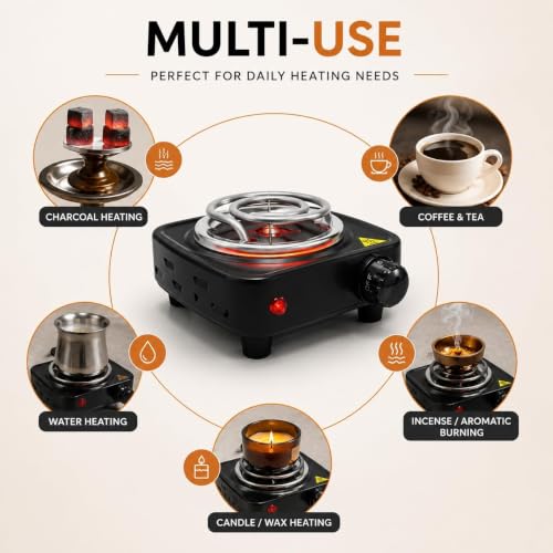 Image of 500W Mini Electric Chulha Hot Plate | Coal Burner, Portable Cooking Heater, Small Electric Stove, Charcoal Burner, Travel Stove for Home & Hostel
