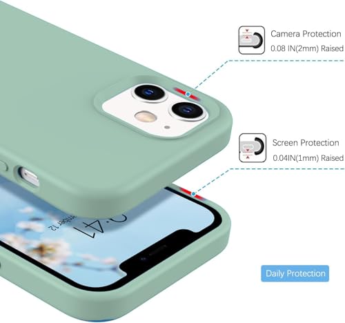 Image of DIZORO Silicone Back Case for iPhone 12 /12 Pro, Soft-Touch Phone Microfiber Silicone Back Cover for iPhone 12 /12 Pro -Mint