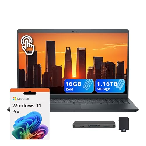 Image of Dell Inspiron 15.6 inch FHD Touchscreen Laptop, Intel i5-1334U, 16GB RAM, 1.16TB Storage(1TB SSD+160GB Docking Station Set), Intel UHD Graphics, Full Size Keyboard, Webcam, Copilot, Win 11 Pro, Black