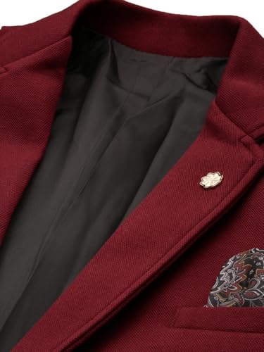 Image of SHOWOFFFF Men Solid Single Breasted Casual Blazer | Notched Lapel Full Sleeves Cotton Blazer for Mens | Slim Fit Regular Length Blazer for Men's