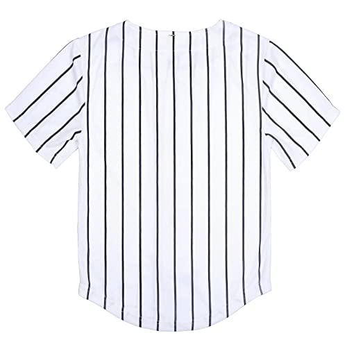 Babyhealthy Kids Baseball Button Down Jersey Shirt Pinstripe Short Sleeve Hipster Hip Hop T Shirts Boys Girls #TOP1