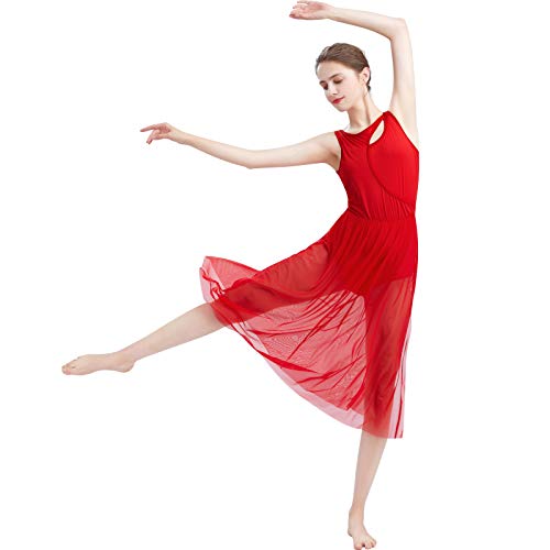 Robe de danse lyrique moderne de salle de bal rouge XL