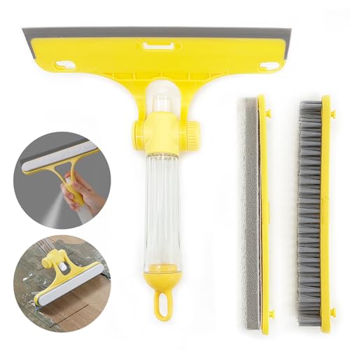 Multi-Purpose Window Squeegee Cleaning Set, 4 in 1 Hand Held Wiper Blade Shower Squeegee For Windows, Mirrors, Tiles, Cars, Shower Glass Door, Yellow