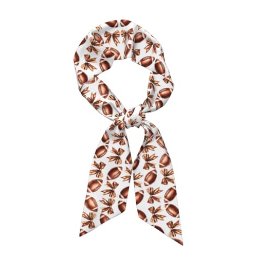 American football and bow tie Elegant Satin Scarf for Women Soft Shiny Fashion Scarf with All-Over Print Versatile Wear as Headband Necktie for Dating Trave Photos