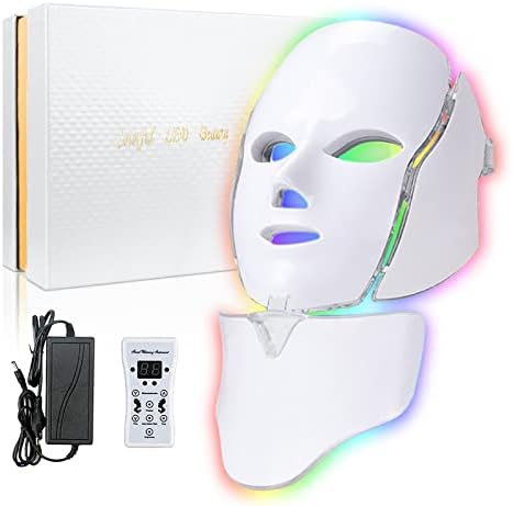 LOUDYKACA Led Face Mask Light Therapy 7 Color Led Light Therapy Facial Mask Blue Red Light Therapy for Face Acne Reduction Skin Care Mask