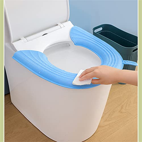 CRAFX Weiche Toilettensitzauflage mit Griffen, waschbare Toilettenwärmerauflagen, warm, hautfreundlich für universelle Toilettenauflagen,blau – Bild 5