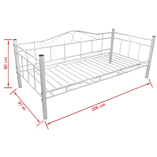VidaXL Letto da giorno, in metallo, colore: bianco...