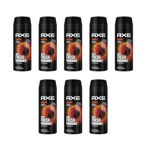 AXE Desodorante en spray de almizcle, 8 x 150 ml, desodorante en aerosol, desodorante para hombre, sin aluminio, para hombre