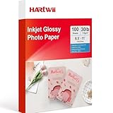 Hartwii 115gsm Thin Glossy Photo Paper 100 Sheets 8.5x11 Inches,Inkjet Printing Paper with Dye Ink for Brochure Printing, Custom Chip Bag Party Favors, Letter Size