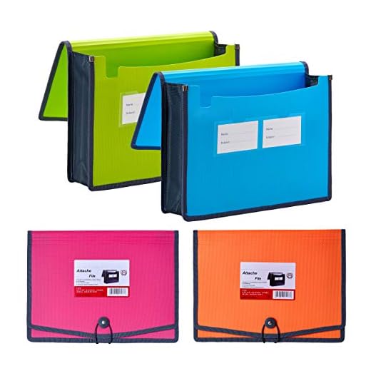 FANWU 4 Pack Plastic Expanding File Wallet Document Organizer with Elastic Cord & Button Closure, Letter Size, 3.5" Expansion, Poly A4 Expandable File Folder for School Office Home Organization