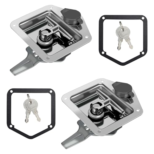 Jamgoer 2PCS Truck Tool Box Latch Replacement Stainless Steel Tool Box Latch T Handle Latches with 4 Keys Gaskets for Truck RV Trailer Camper Toolbox by jamgoer - Used condition - CA$25.97