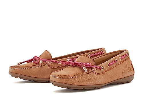 Chatham Paxos Women's Premium Tan Nubuck Leather Lace-up Moccasins UK Size 5