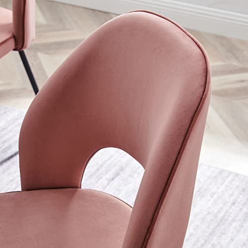 Modway Nico Performance Velvet Dining Chairs In Black Dusty Rose-Set Of 2 #TOP6