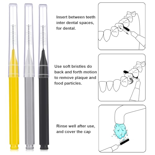 Image of Patelai 100 Pieces Braces Dental Brush for Cleaner Interdental Toothpick Dental Tooth Flossing Head Oral Hygiene Flosser Toothpick Cleaners Tooth Tool(Black, Grey,Yellow,Various Sizes)