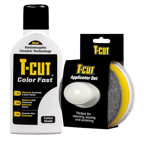 T-Cut White Scratch Remover Color Fast Paintwork Restorer Car Polish - 500ml plus a Wax Applicator Set with Handle* 13 Colours Available