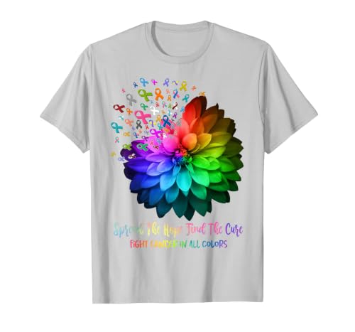Fight Cancer in Spread The Hope Find a Cure T-Shirt, Men, Silver Grey, Large