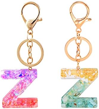 Lyxtiorn Letter Keychain,Resin Keychain,Pendant English Alphabet Design Flower Keychains,A-Z Keychain for Women Girl Birthday Gifts