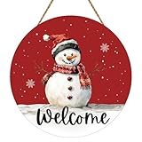 Snowman Christmas Decorations Indoor Christmas Door Decorations Winter Decor Winter Wreath Snowman Wall Decor Wooden Front Door Hanger Welcome Sign for Front Door Porch Wall Indoor Home Decor