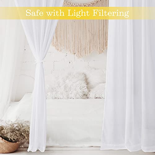 NICETOWN Elegant White Sheer Bed Canopy Curtains #TOP29