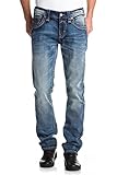  Rock Revival - - Herren Tomshi A208 Straight Jeans, 32, Denim