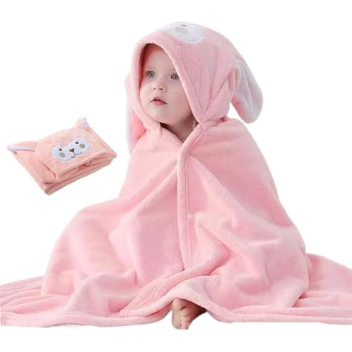 ZEPIQOR - ZEPIQOR Cape de Bain Bebe Serviette Éponge Douces et Absorption Forte, 70x140cm Peluche de Corail Haute Qualité pour 0-5 Ans (Rose) - -11%