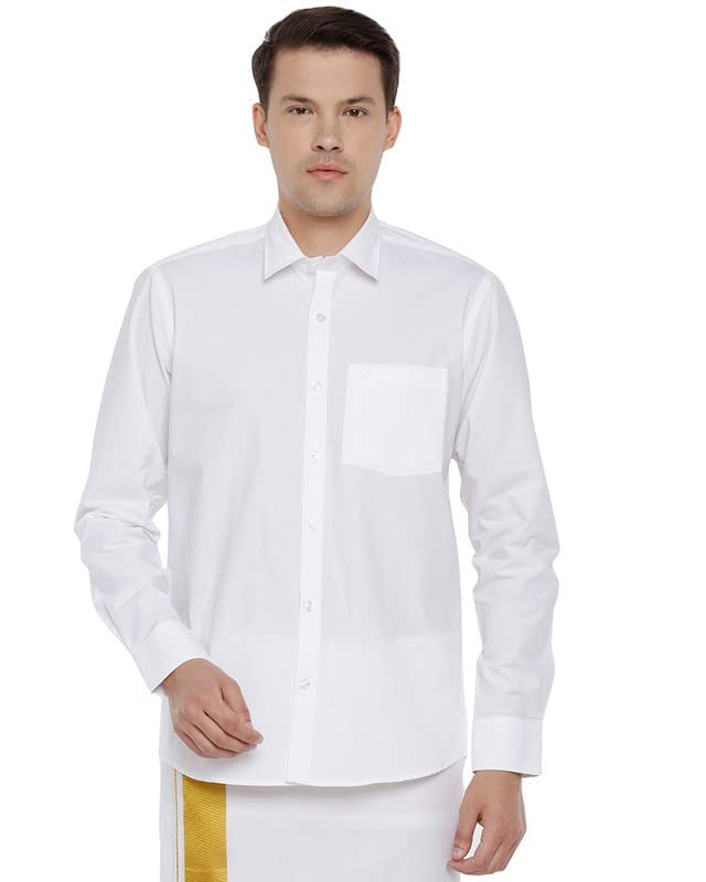 Buy UATHAYAM Winner Cotton Full Sleeve Solid Slim Fit Formal White Shirt for Men(Pack of 1) at 