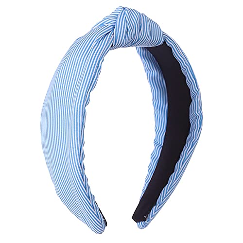 Culheite Seersucker Striped Knotted Headband Top Knot Hairband Padded Thick Wide Hair Hoop Summer Spring Fashion Holiday Hair Accessory #TOP1