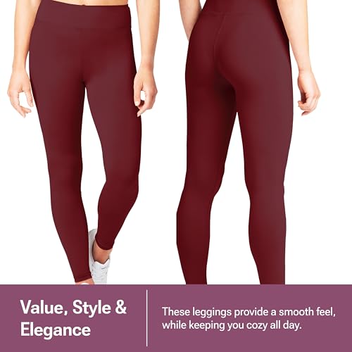 image for SATINA High Waisted Burgandy Leggings for Women - Soft, Stretchy Leggi