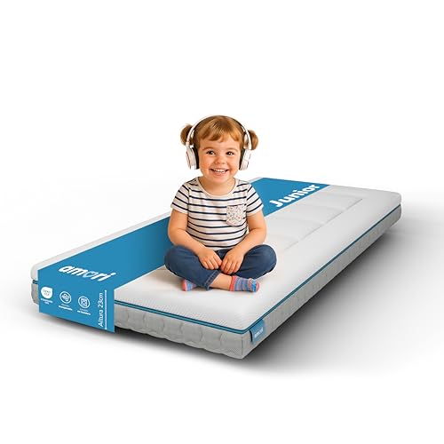 AMORI Junior – Colchón 90 x 190 Viscoelástico Premium para Habitación Juvenil | 23 cm de Grosor | Funda Lavable | Alta Transpirabilidad | Certificaciones Oeko-Tex y Certipur