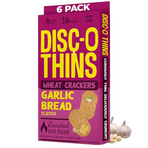 Disc-O Thins Whole Wheat Crackers - Crunchy Roasted Snack, High-Fiber